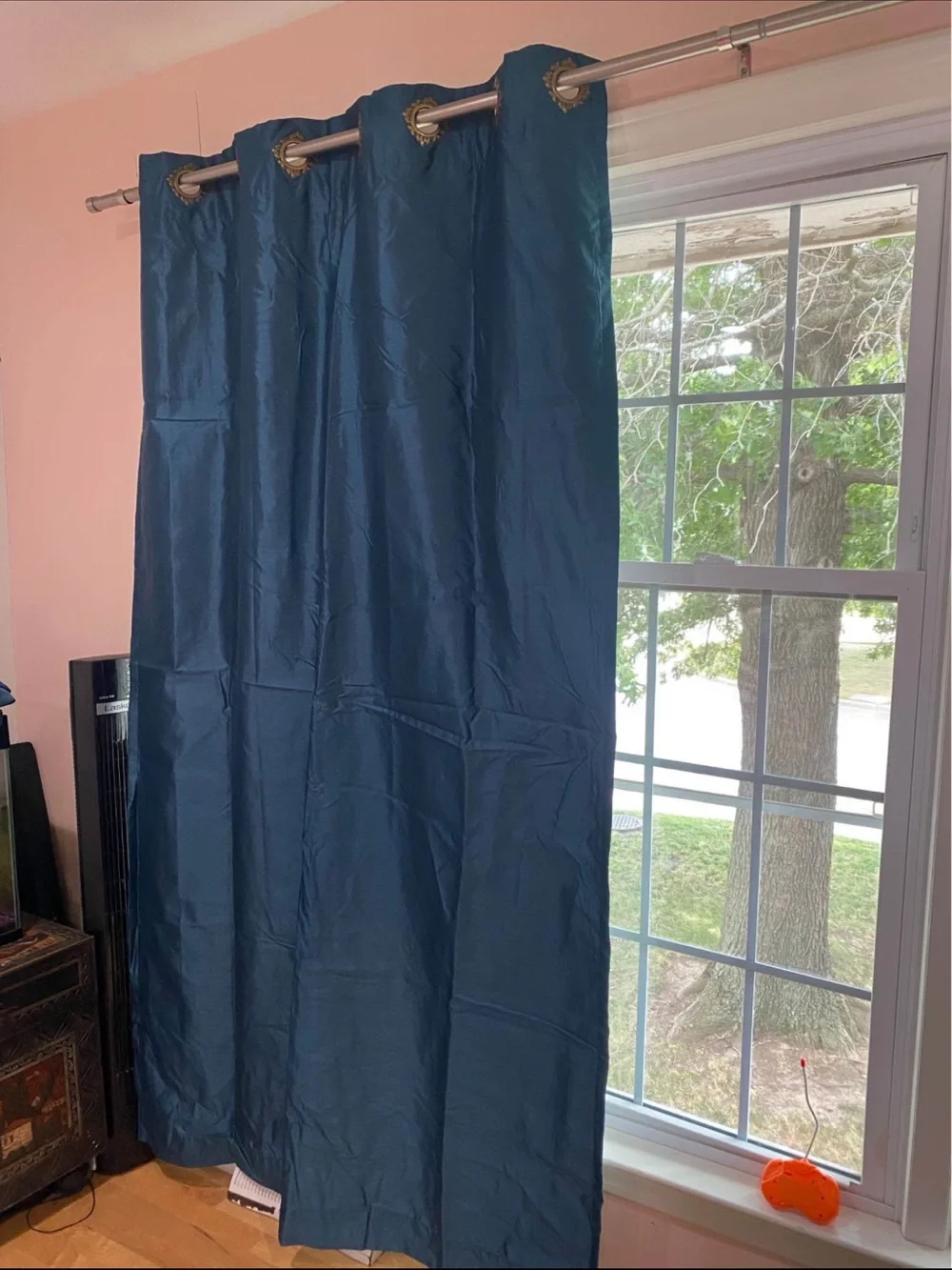 Royal Velvet Teal Grommet Curtain Panels - Set of 2
